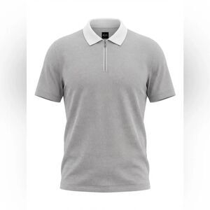 Hugo Boss men’s polo shirt 1/4 zip gray blend size XL